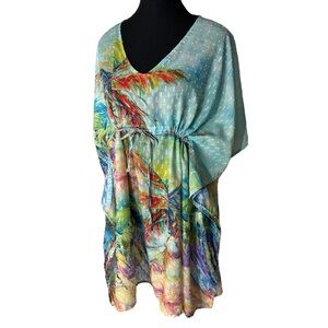 LEOMA LOVEGROVE Flowy Loose Oversized Mini Dress Cover Up Tunic Floral Medium